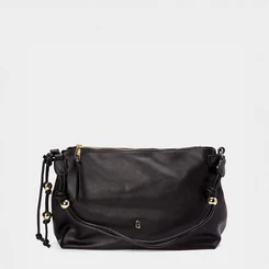 Bolsa De Ombro Média Gabriela Detalhes Esferas & Nó Preto