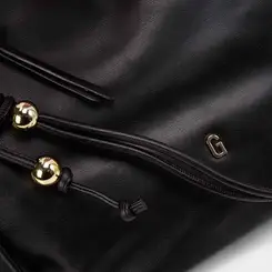 Bolsa De Ombro Média Gabriela Detalhes Esferas & Nó Preto