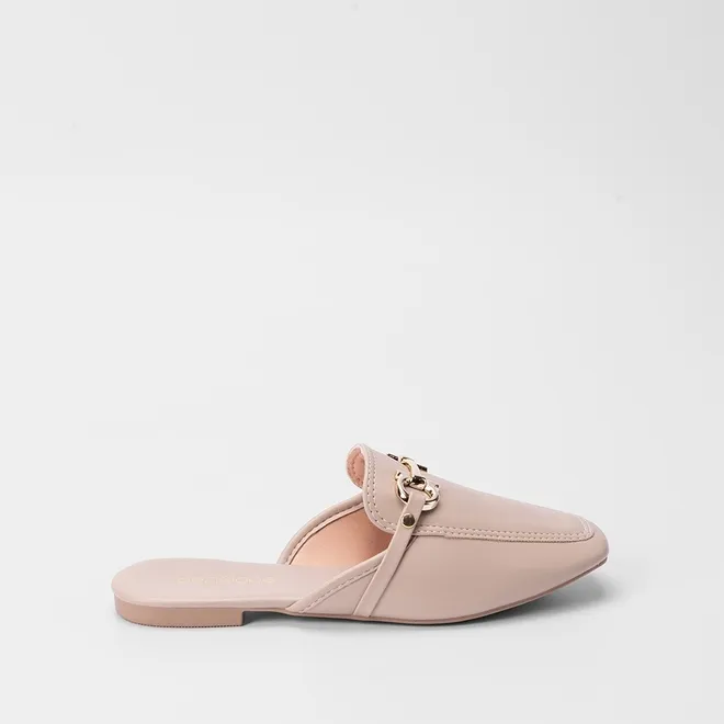 Mule Feminino Penélope Enfeite Metalizado Nude