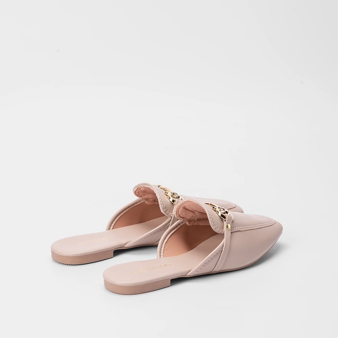 Mule Feminino Penélope Enfeite Metalizado Nude