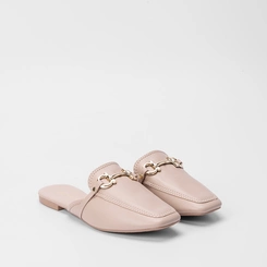Mule Feminino Penélope Enfeite Metalizado Nude