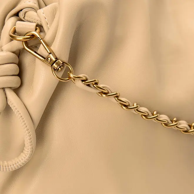 Bolsa Gabriela Clutch Soft Corrente Bege