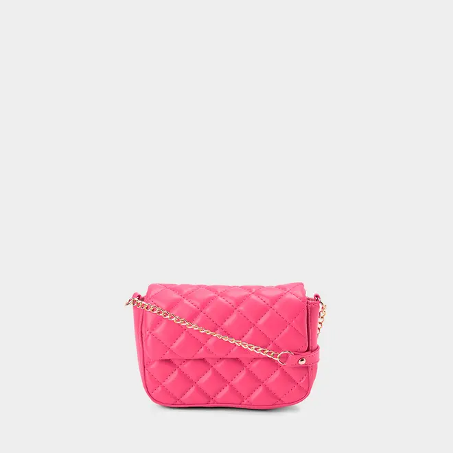 Bolsa Transversal Gabrielinha Pequena Matelassê Corrente Rosa
