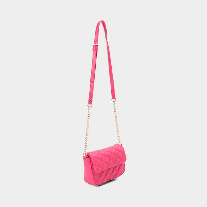 Bolsa Transversal Gabrielinha Pequena Matelassê Corrente Rosa