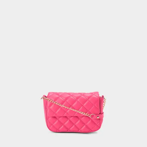 Bolsa Transversal Gabrielinha Pequena Matelassê Corrente Rosa