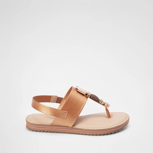 Sandália Rasteira Modare Detalhe Pedraria Bronze