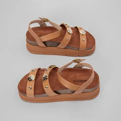 Sandália Flatform Moleca Aplicação Esferas Caramelo