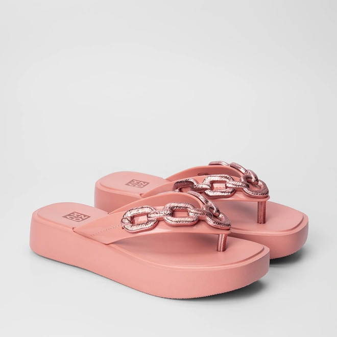 Tamanco Feminino Zaxy Chain Plataforma Rosê