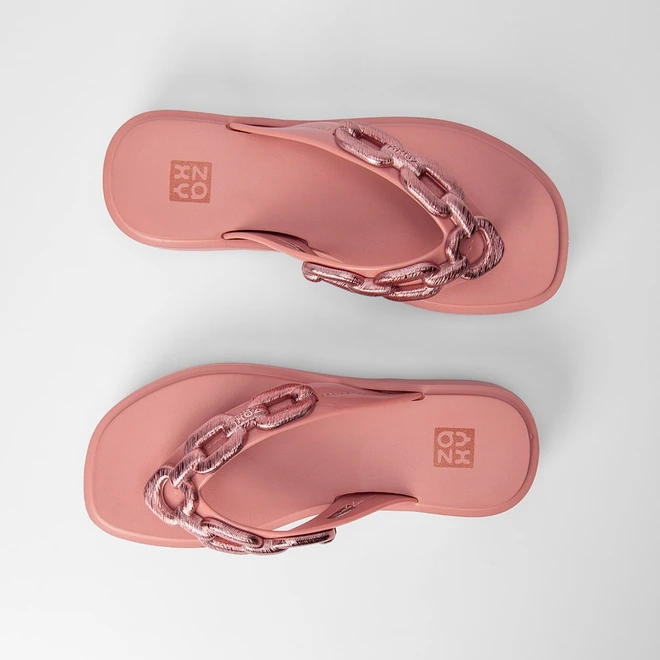 Tamanco Feminino Zaxy Chain Plataforma Rosê
