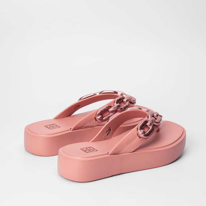 Tamanco Feminino Zaxy Chain Plataforma Rosê