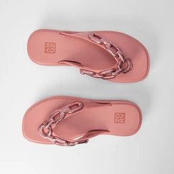 Tamanco Feminino Zaxy Chain Plataforma Rosê
