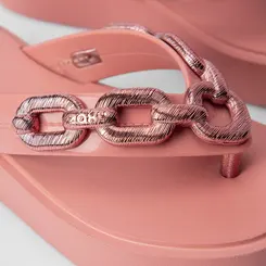 Tamanco Feminino Zaxy Chain Plataforma Rosê