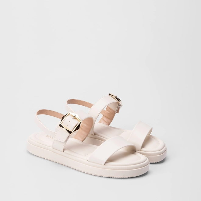 Sandália Papete Gabriela Fivela Estilizada Off White