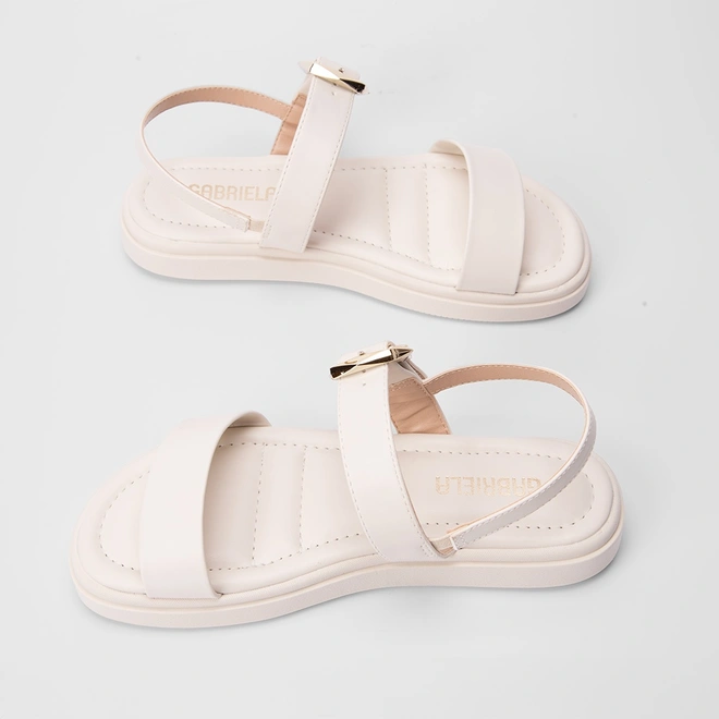Sandália Papete Gabriela Fivela Estilizada Off White