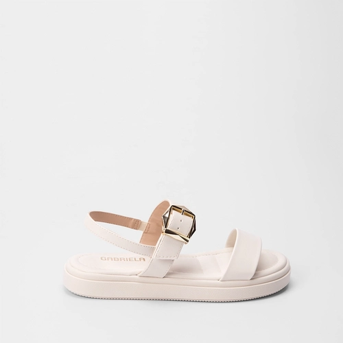 Sandália Papete Gabriela Fivela Estilizada Off White