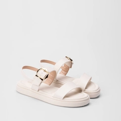 Sandália Papete Gabriela Fivela Estilizada Off White