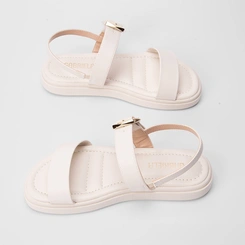 Sandália Papete Gabriela Fivela Estilizada Off White