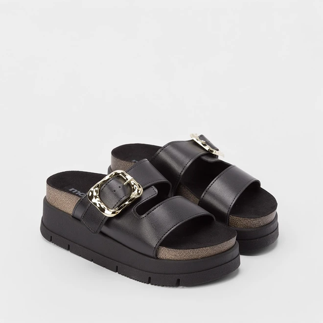 Tamanco Moleca Plataforma Fivela Estilizada Preto