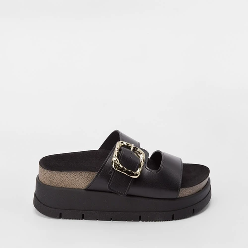 Tamanco Moleca Plataforma Fivela Estilizada Preto