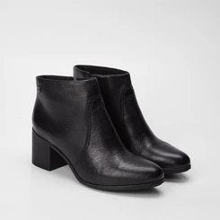 Ankle Boot Feminina Bottero Salto Bloco Couro Preto
