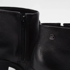 Ankle Boot Feminina Bottero Salto Bloco Couro Preto