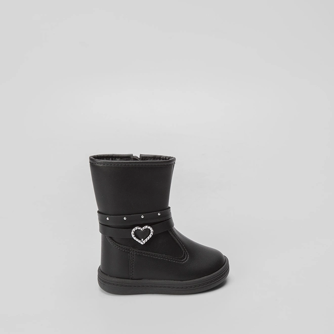 Bota Montaria Bebê Molekinha Rebite & Coração Preto
