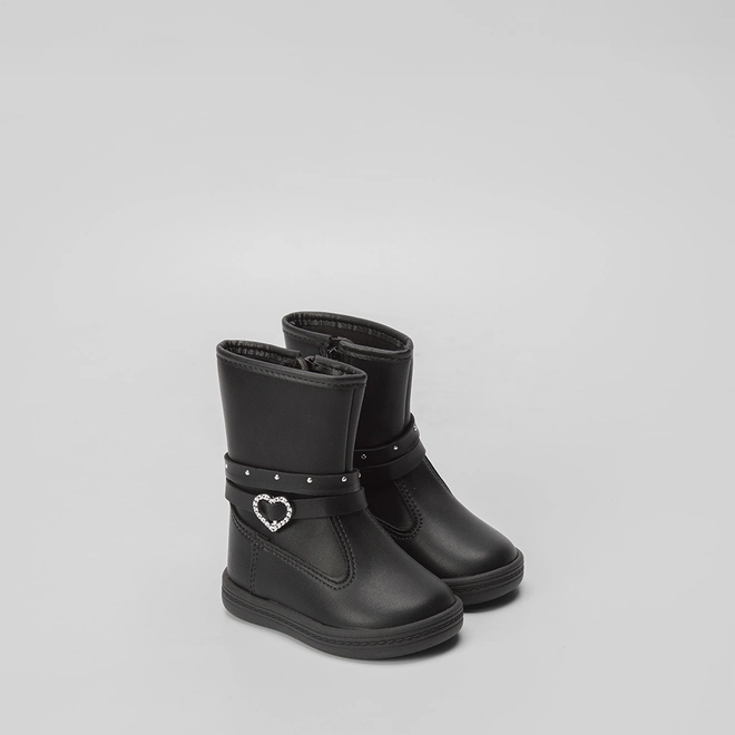 Bota Montaria Bebê Molekinha Rebite & Coração Preto