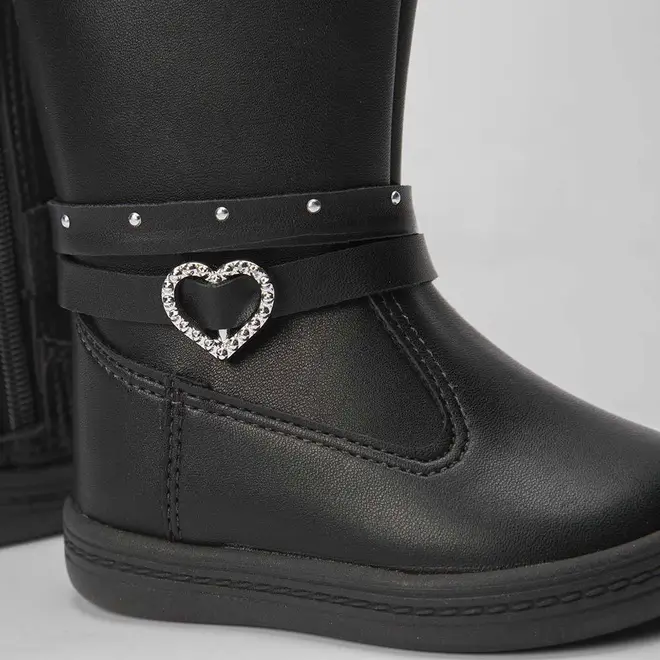 Bota Montaria Bebê Molekinha Rebite & Coração Preto