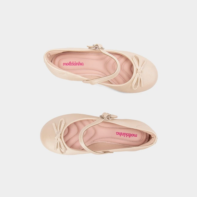 Sapatilha Boneca Infantil Molekinha Laço Off White