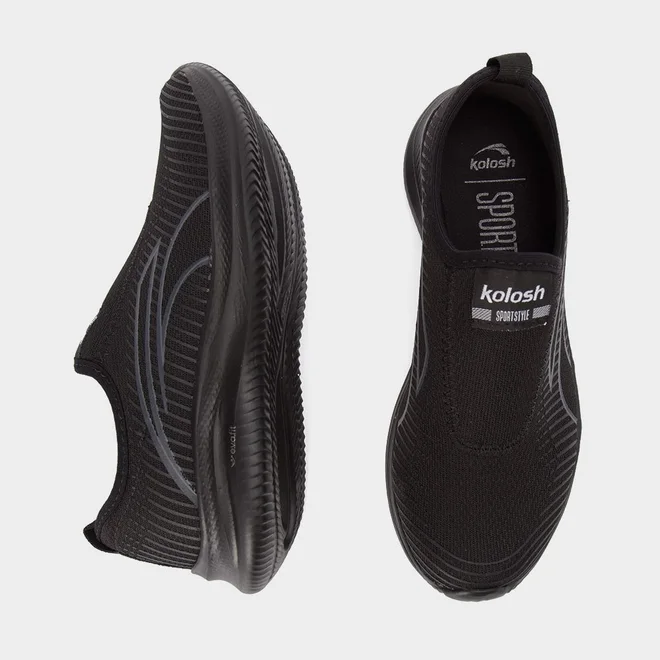 Tênis Esportivo Feminino Kolosh Knit Preto