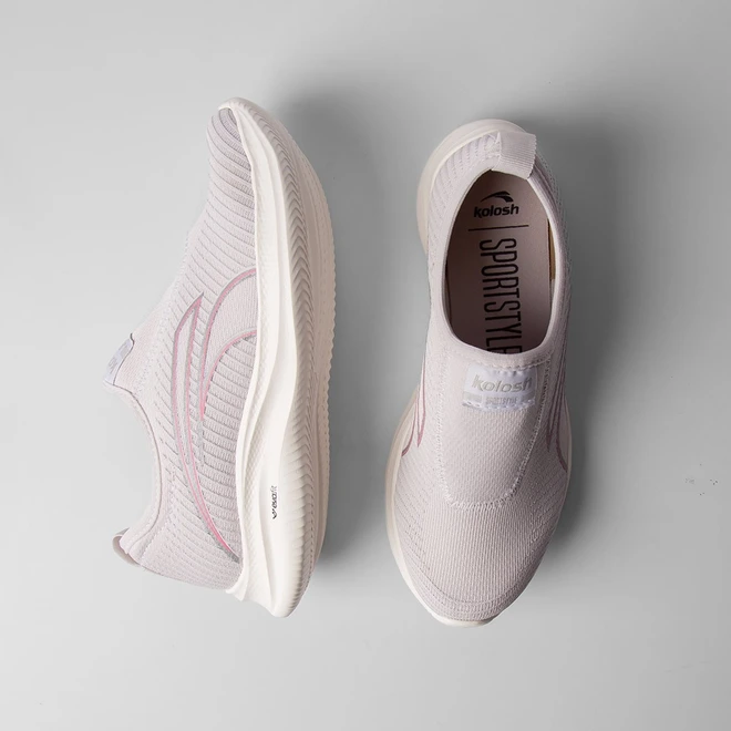 Tênis Esportivo Feminino Kolosh Knit Rosa & Cinza