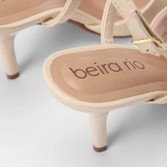Scarpin Slingback Beira Rio Salto Fino Fivelas Bege