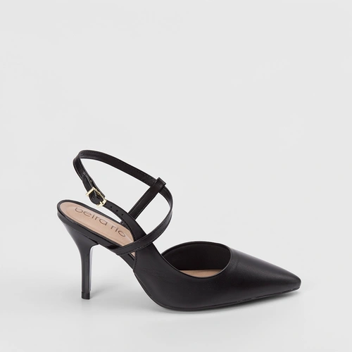 Scarpin Slingback Beira Rio Salto Fino Fivelas Preto