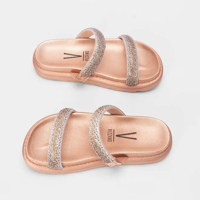 Papete Vizzano Tira Dupla Pedraria Rose Gold