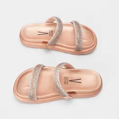 Papete Vizzano Tira Dupla Pedraria Rose Gold