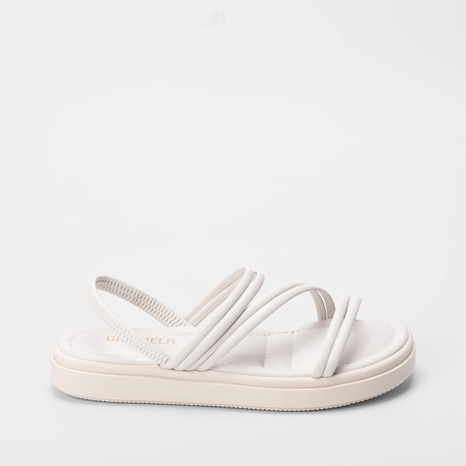 Sandália Papete Gabriela Tiras Slim Off White