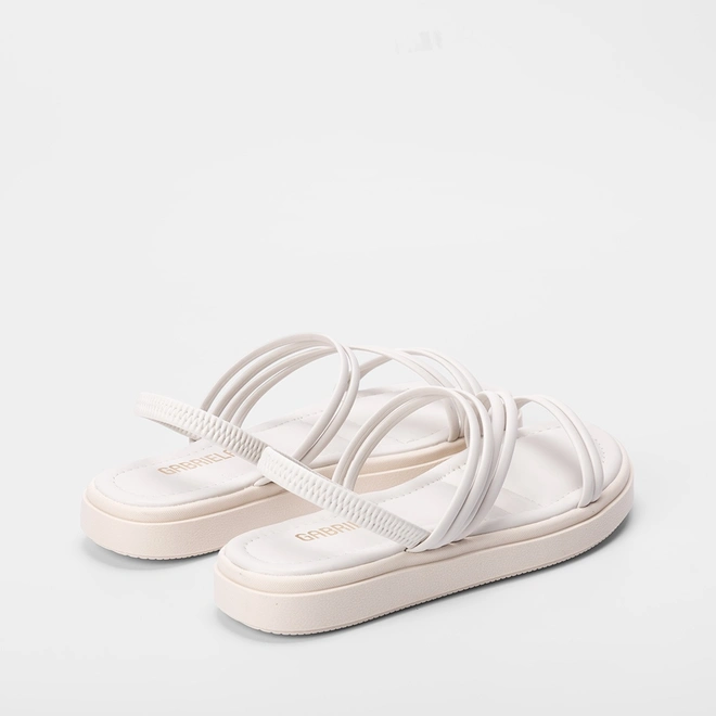 Sandália Papete Gabriela Tiras Slim Off White