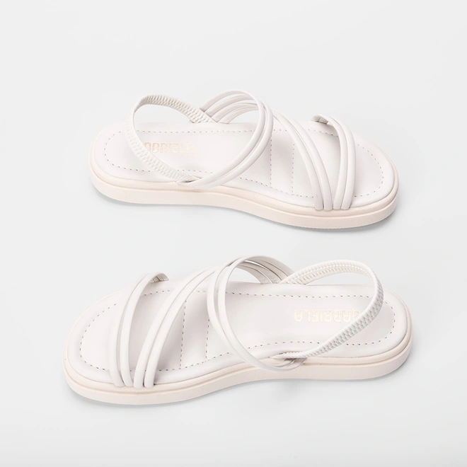 Sandália Papete Gabriela Tiras Slim Off White