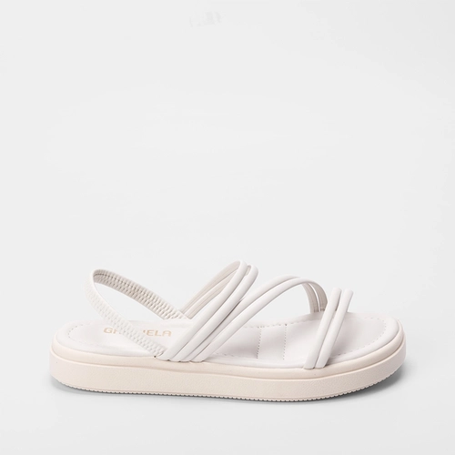 Sandália Papete Gabriela Tiras Slim Off White