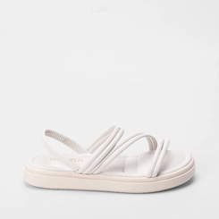 Sandália Papete Gabriela Tiras Slim Off White