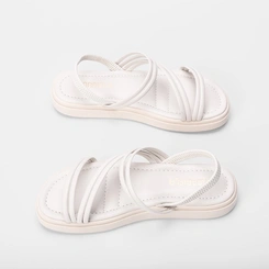 Sandália Papete Gabriela Tiras Slim Off White