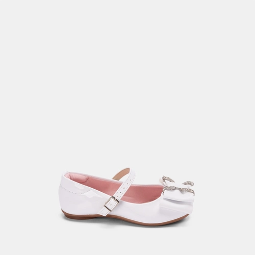 Sapatilha Boneca Infantil Molekinha Laço Strass Verniz Branco