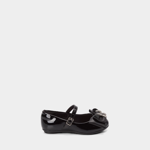Sapatilha Boneca Infantil Molekinha Laço Strass Verniz Preto