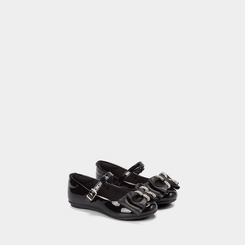 Sapatilha Boneca Infantil Molekinha Laço Strass Verniz Preto