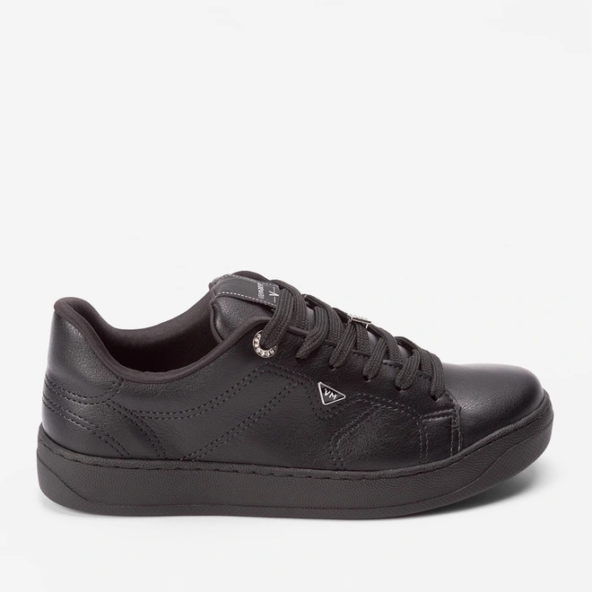 Tênis Via Marte Casual Feminino Aplicação Ilhós Strass Preto
