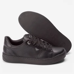 Tênis Via Marte Casual Feminino Aplicação Ilhós Strass Preto