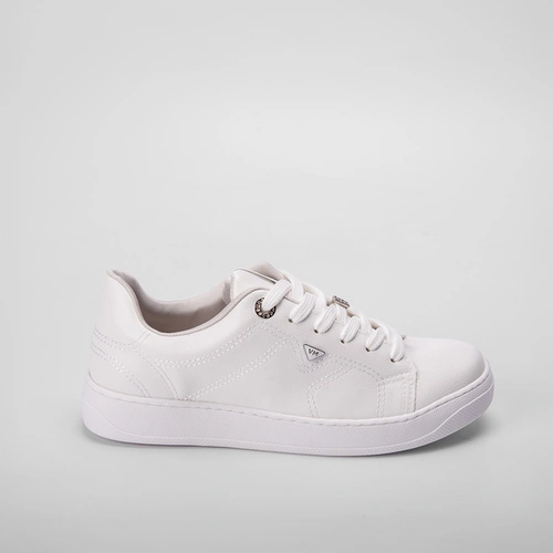 Tênis Via Marte Feminino Detalhe Ilhós Strass Branco