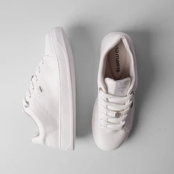 Tênis Via Marte Feminino Detalhe Ilhós Strass Branco