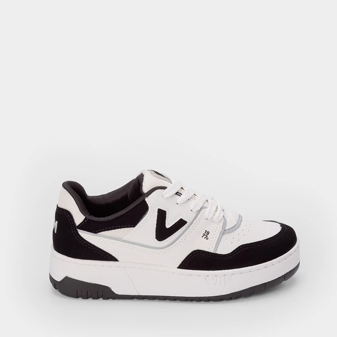 Tênis Via Marte Feminino Flatform Recortes Nobuck Preto Branco