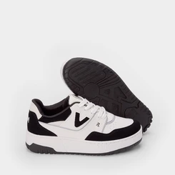 Tênis Via Marte Feminino Flatform Recortes Nobuck Preto & Branco
